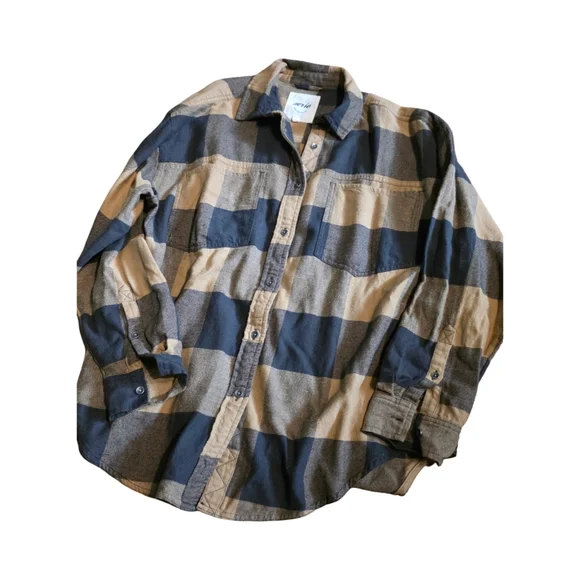 Aerie Men's Casual Plaid Shirt - Navy and Beige NWOT - Picture 4 of 8